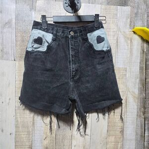 Wrangler Silver Lake Vintage 80s Black Heart Custom Cutoff Shorts 5/6 Cowgirl